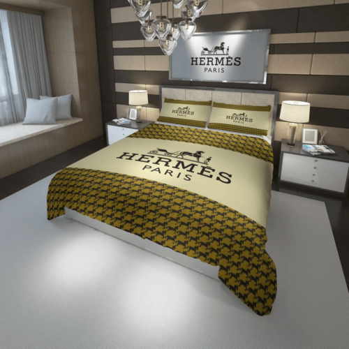 Hermes Paris Yellow Fashion Bedding Set - Paulimo