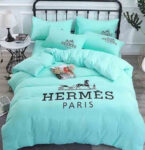 Hermes Light Blue Premium Logo Bedding Set - Paulimo