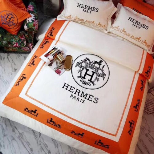 Hermes Orange Premium Logo Bedding Set - Paulimo