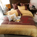 Louis Vuitton Yellow Brown Bedding Set - Paulimo