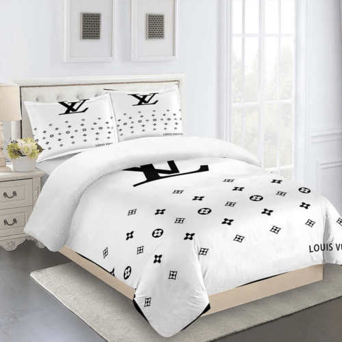 Louis Vuitton White Limited Fashion Premium Bedding Set - Paulimo