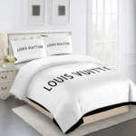 Louis Vuitton White Fashion Logo Limited Bedding Set - Paulimo