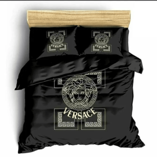 Versace Medusa Pattern Black Bedding Set - Paulimo