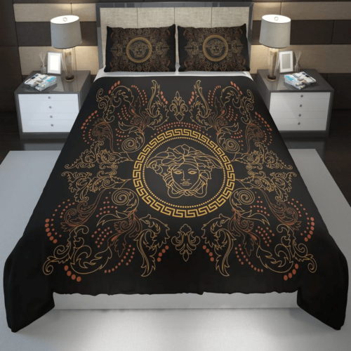 Versace Black Fashion Bedding Set Duvet Cover Home Decor - Paulimo