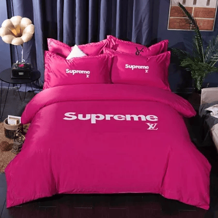 Louis Vuitton Supreme Pinky Bedding Set - Paulimo