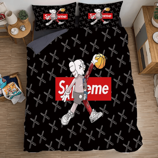 Supreme Kaws Black Bedding Set Duvet Cover Home Decor - Paulimo