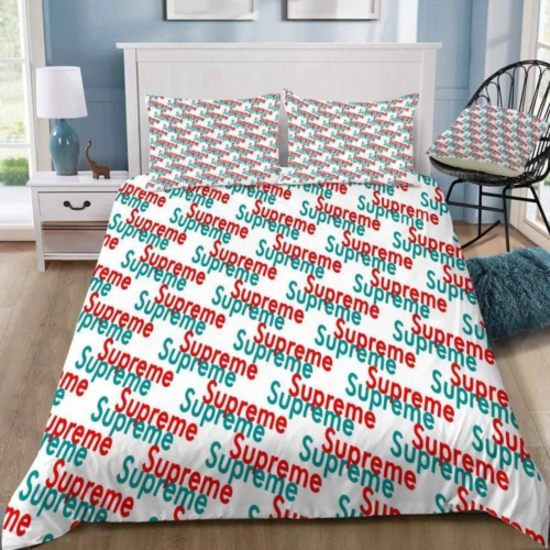 Supreme Logo White Bedding Set Duvet Cover - Paulimo