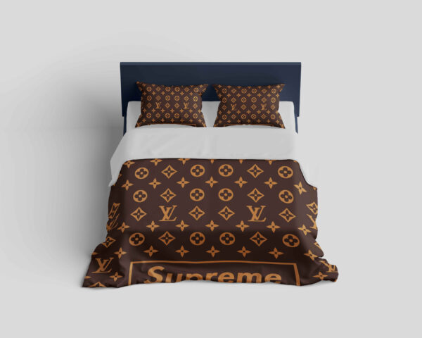 Louis Vuitton Supreme Brown Logo Fashion Bedding Set - Paulimo