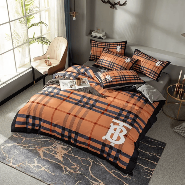 Burberry Orange Bedding Set Duvet Cover Home Decor - Paulimo