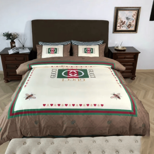 Gucci Bee Heart Bedding Set Duvet Cover Home Decor - Paulimo