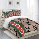 Gucci Brown Premium Fashion Bedding Set Home Decor - Paulimo