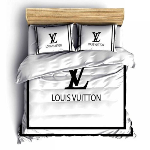 Louis Vuitton White Fashion Bedding Set Duvet Cover Home Decor - Paulimo