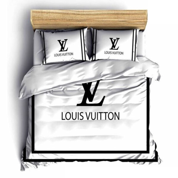 Louis Vuitton White Fashion Bedding Set Duvet Cover Home Decor - Paulimo