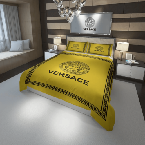Versace Yellow Fashion Bedding Set Duvet Cover Home Decor - Paulimo