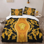 Versace Gold Logo High-End Bedding Set LV Home Decor - Paulimo