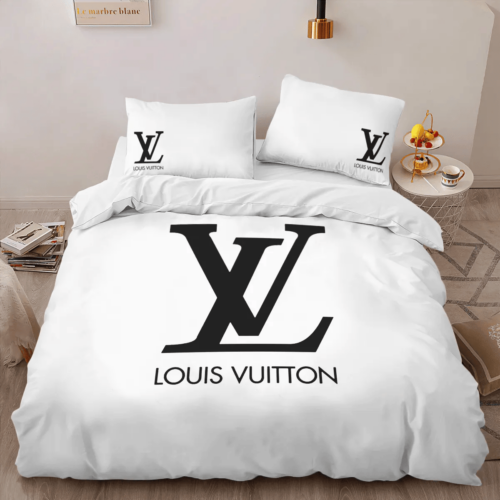 Louis Vuitton White High-End Bedding Set LV Home Decor - Paulimo