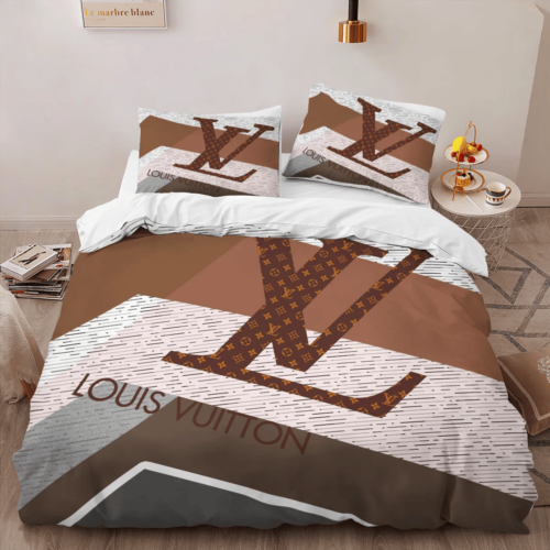 Louis Vuitton Fashion Logo Bedding Set Duvet Cover Home Decor - Paulimo