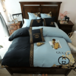 Gucci Blue High-End Bedding Set Home Decor - Paulimo