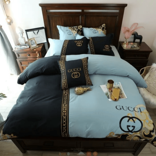 Gucci Blue High-End Bedding Set Home Decor - Paulimo