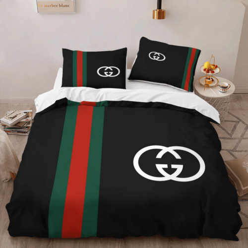 Gucci Black High-End Bedding Set Home Decor - Paulimo