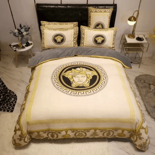 Gianni Versace Beige High-End Bedding Set Home Decor - Paulimo