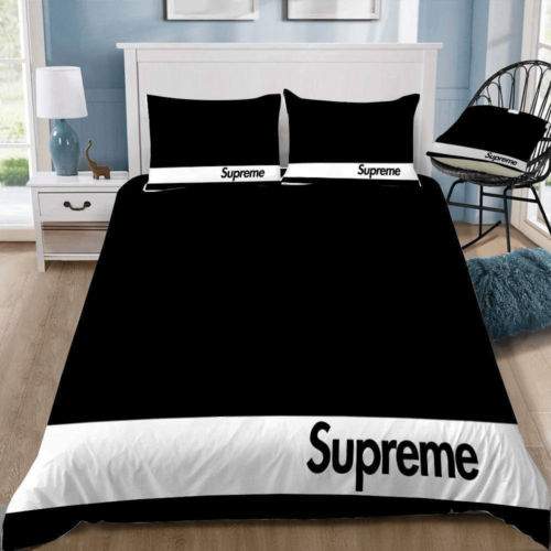 Supreme Black White Bedding Set Home Decor - Paulimo