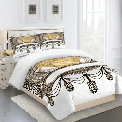 Versace Medusa Logo High End Bedding Set Duvet Cover Home Decor - Paulimo
