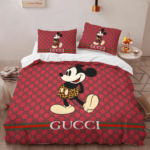 Gucci Mickey Mouse High-End Bedding Set Disney Gifts Home Decor - Paulimo