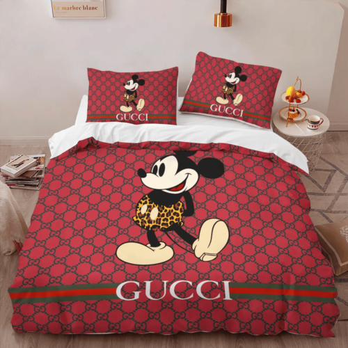 Gucci Mickey Mouse High-End Bedding Set Disney Gifts Home Decor - Paulimo