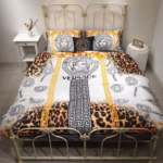 Versace Logo Leopard Bedding Set Duvet Cover Home Decor - Paulimo
