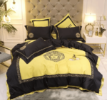 Gianni Versace Black Yellow High-End Bedding Set Home Decor - Paulimo