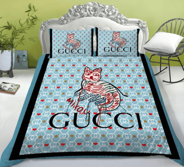 Gucci Cat High-End Bedding Set Home Decor - Paulimo