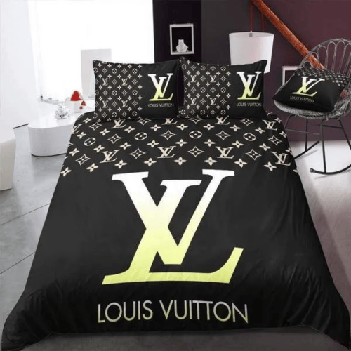 Louis Vuitton Black High-End Bedding Set LV Home Decor - Paulimo