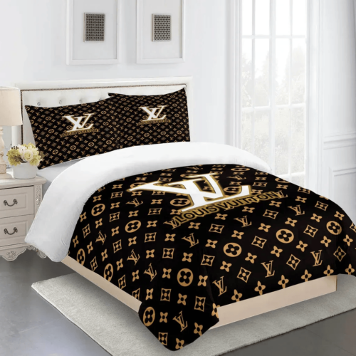 Louis Vuitton Brown Limited Fashion Bedding Set Duvet Cover Home Decor - Paulimo