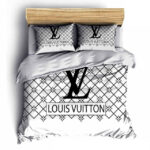 Louis Vuitton White Fashion Premium Bedding Set Duvet Cover Home Decor - Paulimo