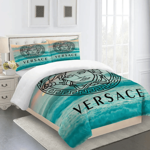 Versace Blue Sea High End Bedding Set Duvet Cover Home Decor - Paulimo
