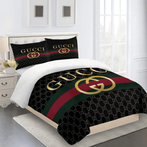 Gucci Brown Premium Limited Fashion Bedding Set Home Decor - Paulimo