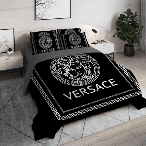 Versace Black High End Bedding Set Duvet Cover Home Decor - Paulimo